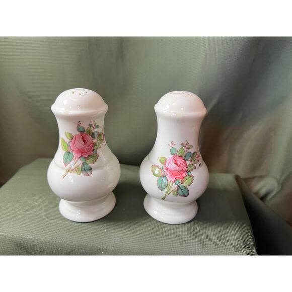 Spode Jewel Copeland Billingsley Rose Salt and Pepper Pink Rose - Picture 1 of 6
